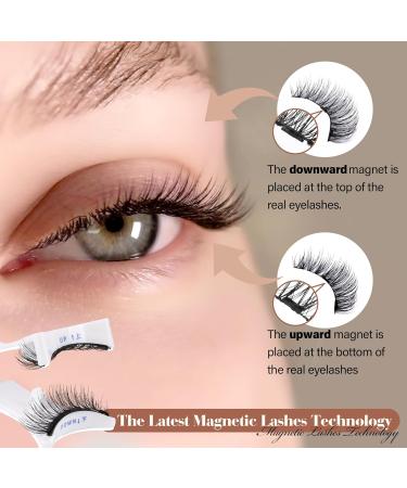 Magnetic Eyelashes Natural Look Reusable Magnetic Lashes with Applicator 3D Magnetic False Eyelashes without Eyeliner Wispy Fluffy Magnetic Lashes No Glue or Liner Needed (1 Pair Natural) - Buy Online on SooperMarket.com
