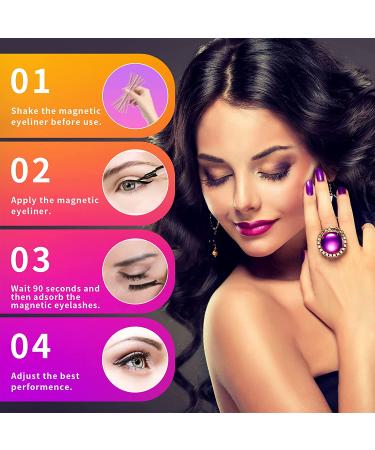 Natural Look Magnetic Eyelashes Kit - 3 Pairs with Upgraded Eyeliner & Applicator | No Glue, Reusable - Buy Online on SooperMarket.com