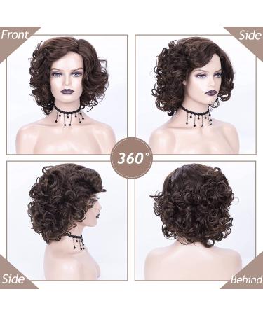 SEVENCOLORS Short Brown Curly Wig for Black Women - Big Curly Bob Style | Synthetic Hair - Buy Online on SooperMarket.com