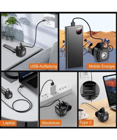 Antimi Waterproof Bicycle Front Light - StVZO Certified USB Type C Black | High-Performance Bike Lamp for Safe Night Riding - Buy Online on SooperMarket.com