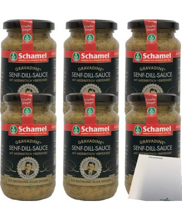 Schamel mustard-dill sauce gravadine refined with horseradish 6-pack (6x140ml glass) + usy block