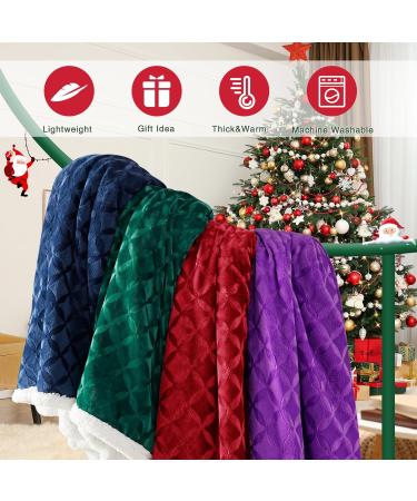 Red Sherpa Christmas Throw Blanket - Cozy Fluffy Reversible Flannel Fleece - 50x60 inches - Perfect for Couch, Sofa, Bed - Warm & Plush - Buy Online on SooperMarket.com