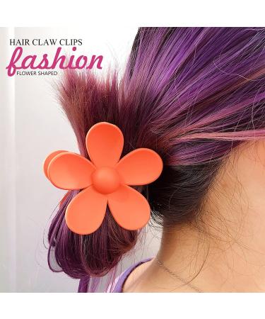 8PCS Flower Hair Claw Clips Set - Matte Finish, Strong Hold Hair Clamps for Women & Girls - Hair Accessories in 8 Colors: Blue, Pink, Rose Red, Purple, Yellow, Green, Orange - Buy Online on SooperMarket.com