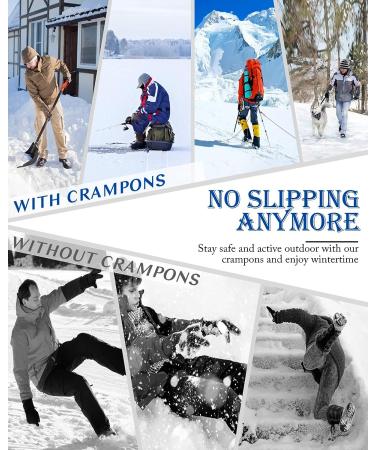 Roohiseng Ice Cleats Crampons - 24 Stainless Steel Spikes - Anti-Slip Traction for Boots & Shoes - Ideal for Hiking, Fishing, Walking, Climbing - Men & Women - Large Size - Buy Online on SooperMarket.com