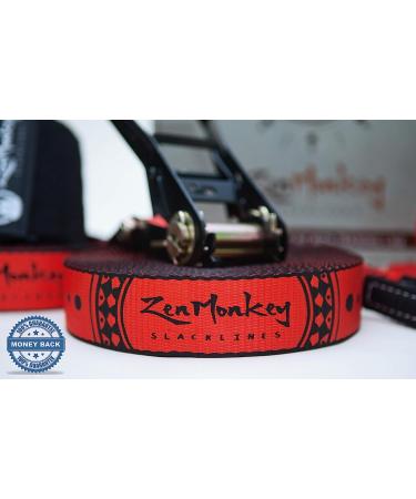 ZenMonkey Slackline Kit with Overhead Training Line, Arm Trainer, Tree Protectors, Carry Bag & Instructions - 60ft - Easy Setup for Family, Kids & Adults - Buy Online on SooperMarket.com