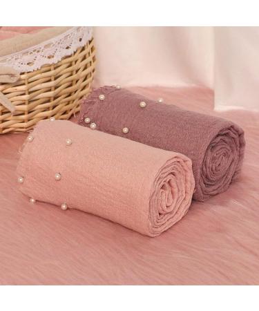 Newborn Photography Props Bundle: 4 PCS Handmade Knit Wrap Blankets Swaddle with Pearl Decor & Headbands - Snow Powder/Purple Gray - Buy Online on SooperMarket.com
