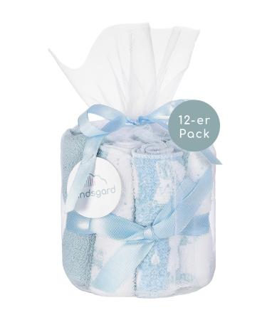 kindsgard washcloths vaskedag 12-pack blue - 20 x 20 cm - baby washcloths - baby essentials - 100% cotton