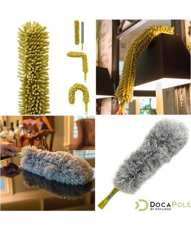 DocaPole 20-Foot Dusting Kit with 5-12 Ft Extension Pole - 4 Piece Set for High-Reach Cleaning - Includes 3 Duster Attachments for Cobwebs, Ceiling Fans, and More - Buy Online on SooperMarket.com