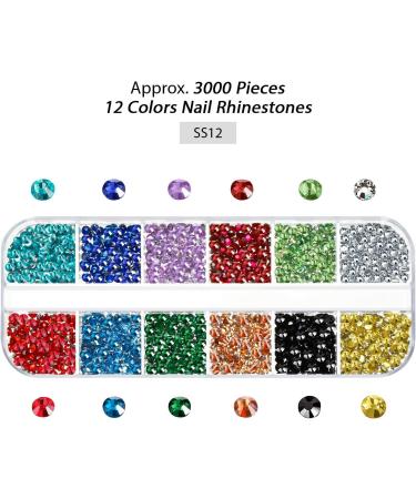 9000-Piece Nail Art Rhinestones Set - Colorful Crystal Gems with Picker & Tweezers | Mixed Sizes for Nail Design - Buy Online on SooperMarket.com