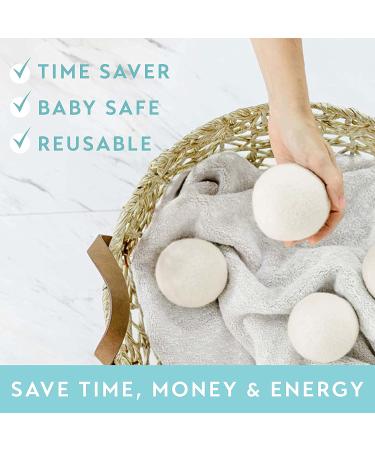 Wool Dryer Balls 6-Pack XL Size - 100% New Zealand Wool - Reusable, Handmade Fabric Softener for Wrinkle Reduction and Faster Drying - White - Buy Online on SooperMarket.com