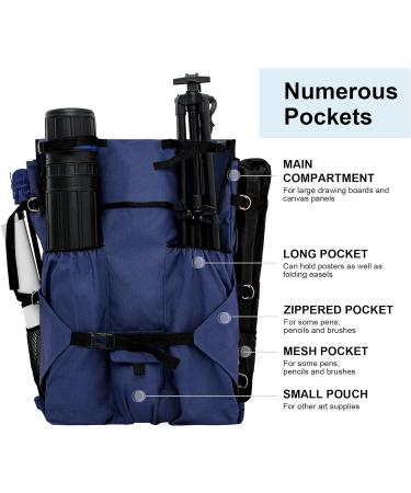 JJRING Heavy Duty Plein Air Artist Backpack - Blue | Art Supply Tote Bag for 18x24 Drawing Boards - Buy Online on SooperMarket.com