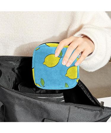 Fruit Lemons Blue Sanitary Napkin Storage Bag - Portable Period Pouch for Women and Girls - Multi-colored - Buy Online on SooperMarket.com
