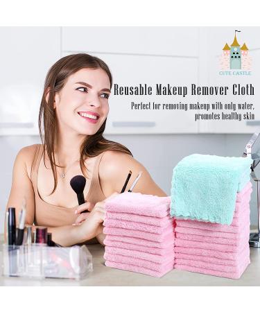 24 Count Premium Soft Makeup Remover Cloths - Microfiber Facial Washcloths - Fast Drying & Highly Absorbent Towel - Pink-Blue 7x9 Inch (Pack of 24) - Buy Online on SooperMarket.com