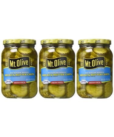 Mt. Olive Bread & Butter Chips No Sugar Added 16 oz - Pack of 3 - Buy Online on SooperMarket.com