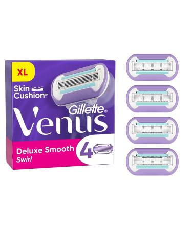 Gillette Venus Deluxe Smooth Swirl Razor For Razor Women 4 Replacement Blades for women's razors with 5-fold blade that ensure a continued extra smooth shave 4 blades