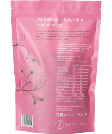 Keto Hana Raspberry Breakfast Snacking Granola - Low Carb, High Protein, Healthy Keto Diet - 4 Pack (300g/0.6lbs Each) - Buy Online on SooperMarket.com