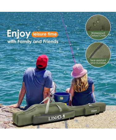 Lixada Portable Folding Fishing Rod Case - 130cm Army Green | Fishing Pole Storage Bag & Organizer - Buy Online on SooperMarket.com