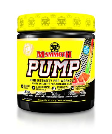 MAMMOTH PUMP Pre Workout Powder Superior Muscle Pumps Increase Strength & Endurance Explosive Power & Energy Supplement Heightened Focus Quick Recovery Reduced Soreness (30 Serves Watermelon) Watermelon 270.0 g (Pack of 1)