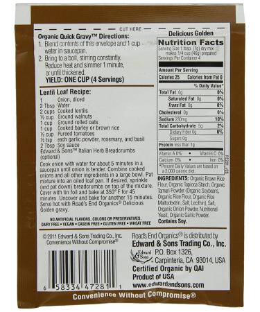 Road's End Organics Gluten Free Golden Gravy Mix 1 oz Pouch (12 Pack) - Buy Online on SooperMarket.com