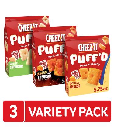 Cheez-It Puff'd White Cheddar 5.75oz Variety Pack - 34.5oz Case (6 Bags) - Bulk Kids Snacks - Baked Puffed Snack Crackers - Buy Online on SooperMarket.com