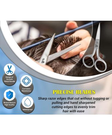 Arsuk 10.2 cm Professional Mustache & Beard Shears - Stainless Steel Nose Hair Cutter for Men | Precision Trimming & Shaping Scissors - Buy Online on SooperMarket.com