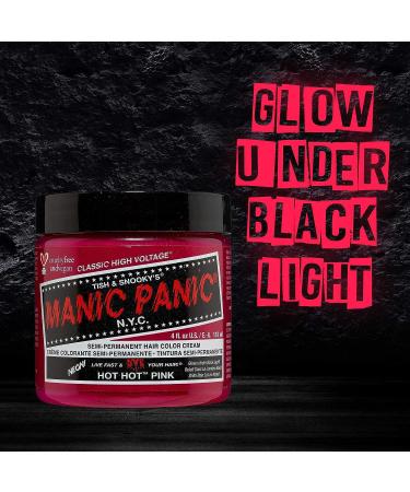 MANIC PANIC Hot Hot Pink Hair Dye 4oz - Vegan Semi Permanent Neon Pink Hair Color - Blacklight Reactive - PPD & Ammonia Free - Buy Online on SooperMarket.com