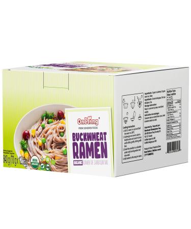 ONETANG Organic Buckwheat & Brown Rice Ramen Noodle, Gluten-Free Pasta, Whole Grain, Non-GMO, Kosher, Vegan 2.47 Oz (Pack Of 12)