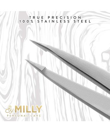MILLY Pointed Tweezers - 100% German Steel for Ingrown Hair, Eyebrows, and Splinters - Hand-Filed Precision Tool for Facial Hair and Glass Removal - Buy Online on SooperMarket.com