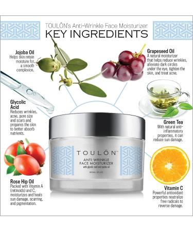 TOULON Glycolic Acid Cream 10% Face Moisturizer | Anti-Aging Wrinkle Cream with AHA | Exfoliating & Hydrating Formula | Ideal for Acne Prone Skin - Buy Online on SooperMarket.com