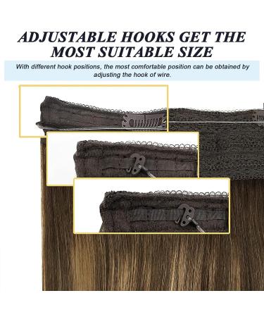 GOO GOO Balayage Chocolate Brown to Caramel Blonde Human Hair Extensions - 16 Inch Invisible Wire Hairpiece - Buy Online on SooperMarket.com