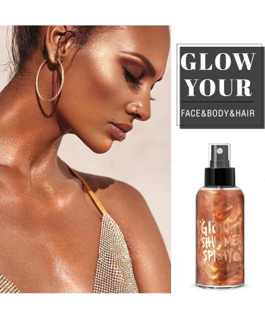 Buy Bronze Body Glitter Spray - Moisturizing Shimmer for Face Hair & Body | Quick-Drying Illuminator & Highlighter (#04) - International Shipping Available - Buy Online on SooperMarket.com