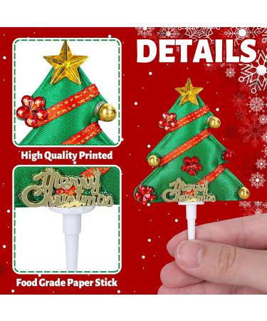 Whaline 24Pcs Christmas Cupcake Toppers 6 Design Xmas Tree Wreath Cupcake Picks Colorful Merry Christmas Cake Toppers Home Party Decor for Christmas Winter Holiday Birthday Party Cake Decorations - Buy Online on SooperMarket.com