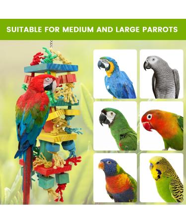 Large Parrot Toy for Climbing, Chewing & Preening - Multicolored Wooden Block Toy | MQUPIN M-22inch - Buy Online on SooperMarket.com