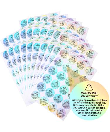Zonon Holographic Candle Warning Labels Candle Jar Container Stickers Wax Melting Safety Stickers for Candle Jars Tins Containers Candle Making Supplies (240)