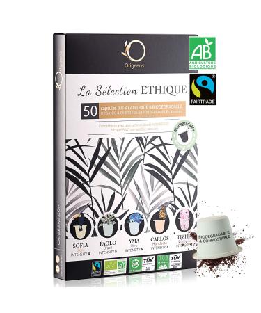 ORIGEENS Coffee Capsules Compatible with Nespresso | Arabic Organic Fairtrade Coffee in Biodegradable Coffee Capsule | Premium Set with 50 Coffee Pods | Hand Roasted Selection Ethique (50 pods)