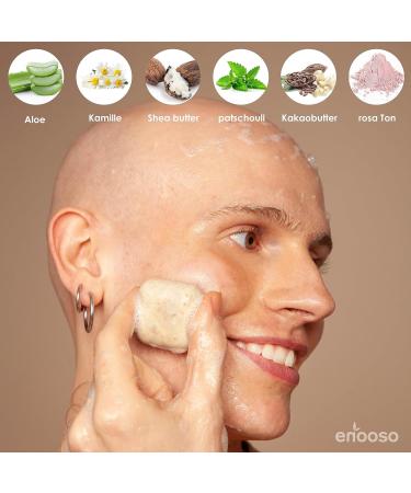 Enooso Organic Facial Cleanser for Acne-Prone Skin - Clay Aloe Vera & Chamomile - 100% Vegan & Plastic-Free 35g - Buy Online on SooperMarket.com