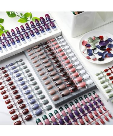 720 Short False Nails Medium Square Coffin Press on Nails Glossy Dark Color - DIY Full Cover Artificial Fake Nails for Women Girls - Buy Online on SooperMarket.com