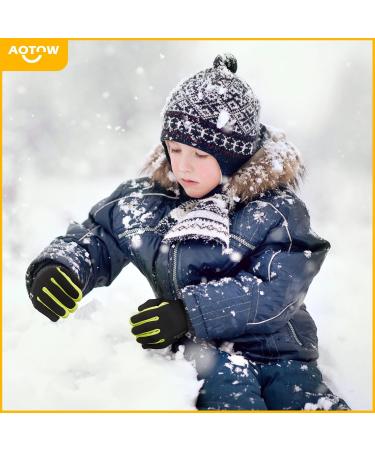 Children's Winter Cycling Gloves | Touchscreen Slipproof Windproof & Warm for Hiking & Riding | XL Yellow - Buy Online on SooperMarket.com
