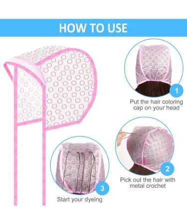 3 Sets Hair Coloring Kit with PVC Caps, Styling Tools, Shawls, Gloves, and Brushes (Pink) - Buy Online on SooperMarket.com