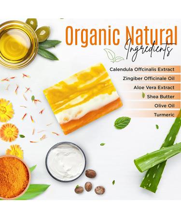 Organic Turmeric Soap Bar 3.5 OZ - Handcrafted Skincare for Face & Body | Blemish Control, Acne Reduction, Radiant Skin | Fades Scars, Sun Damage, Age Spots - Natural Ingredients - Buy Online on SooperMarket.com