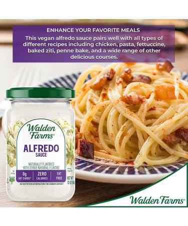 Walden Farms Light Alfredo Sauce 12 oz - Sugar, Fat, Calorie & Dairy Free, Vegan Friendly - Ideal for Pasta, Noodles, Chicken & Fresh Recipes - Buy Online on SooperMarket.com
