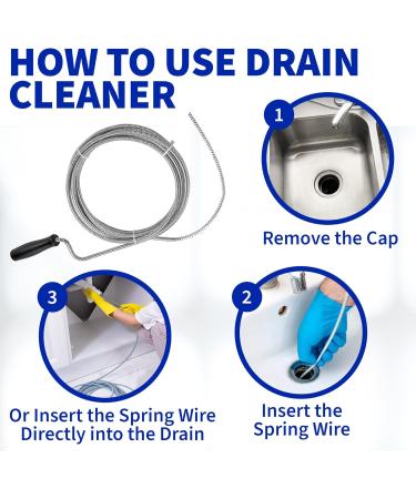 Professional Slow Drain Cleaner & Clog Remover - 10-Foot Metal Snake for Hair Food & Debris Removal - Best Plumber Tools for International Shipping - Buy Online on SooperMarket.com