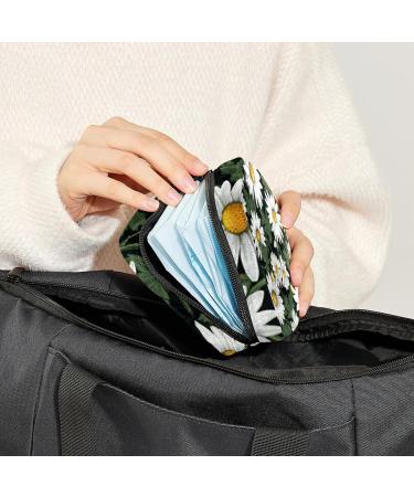 Daisies Green Leaf Sanitary Napkin Storage Bag | Menstrual Cup Pouch | Nursing Pad Holder | Portable Period Bag for Women & Teen Girls - 1Pcs, Multi-colored - Buy Online on SooperMarket.com