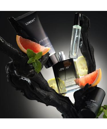 Mens Valentines Gifts Black Amber Mens Perfume 4 in 1 Deodorant & Cologne Gift Set - 4pc Mens Cologne Set - Parfum Antiperspirant Deodorant Stick Aftershave Gel Masculine Birthday Perfumes for Men - Buy Online on SooperMarket.com
