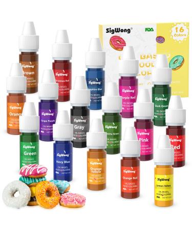 Oil Based Food Coloring for Chocolate - 16 Colors Upgraded Edible Food Dye Coloring for Cake Decorating Baking Cake Color Cookie Icing Frosting Fondant Meringues - 0.21 Fl.Oz Bottles 0.20 Fl Oz (Pack of 16)