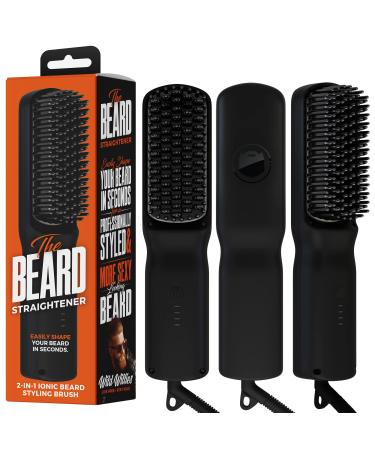 Beard Straightener Brush for Men by Wild Willies - 2-in-1 Ionic Styling Brush, 3 Temperature Settings for Beard & Hair - Anti-Scalding & Ionic Technology Eliminates Frizz - Beard Straightening Comb