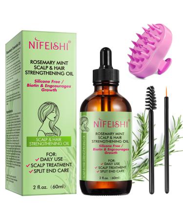 100% Pure Natural Rosemary Essential Oil with Scalp Massager for Hair Growth Nourishes Scalp(60ml)