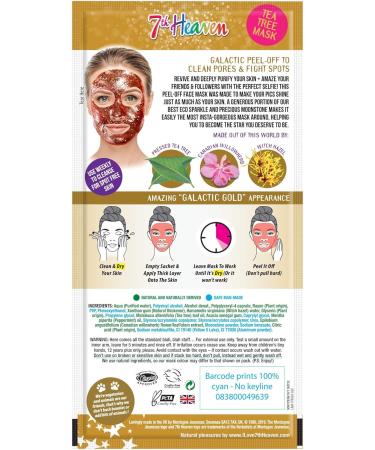 7th Heaven Clean Pores Radiant Skin Stardust Galactic Gold Peel-Off Mask With The Infusion of witch hazel willow herb tea tree and a sprinkle of biodegradable glitter 10g - Buy Online on SooperMarket.com
