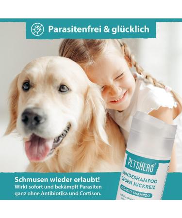 Petshero Dog Shampoo for Mites Fleas & Ticks | 250ml - Puppy Safe Pleasant Fragrance Dermatest Approved - Buy Online on SooperMarket.com