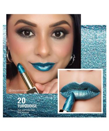 Oulac Turquoise Metallic Green Lipstick - Long-Lasting Vegan Gloss Finish 3D Color & Moist Formula - 4.3g - Buy Online on SooperMarket.com